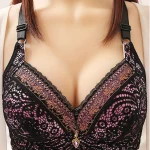 3-Pack Elegant Lace Push-Up Bras for Women, High Support Soft Comfortable Wireless Bralettes with Rhinestone Detail, Nylon & Spandex Knit Fabric, Non-Removable Pads