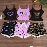3pcs Women'S Casual Summer Pajama Set